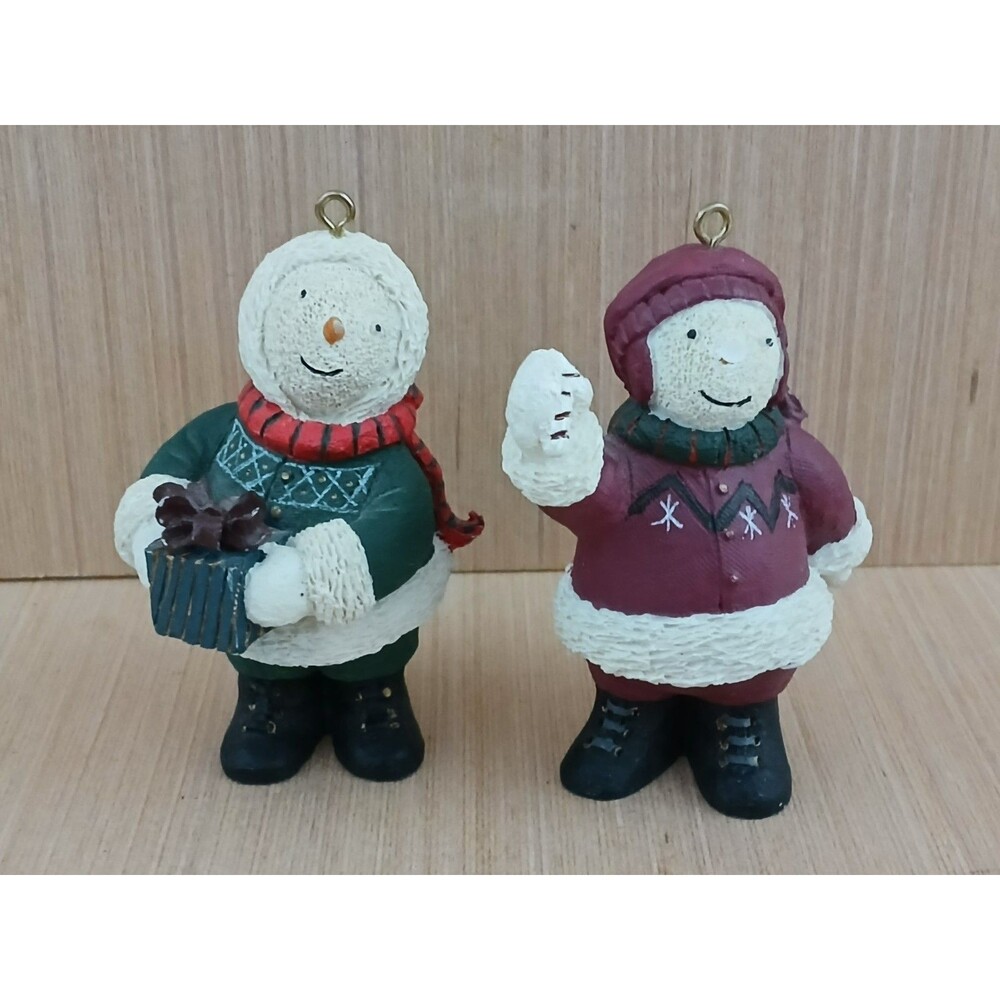 Snowmen Christmas Ornaments set of 2 Holiday Tree Decoration Cute